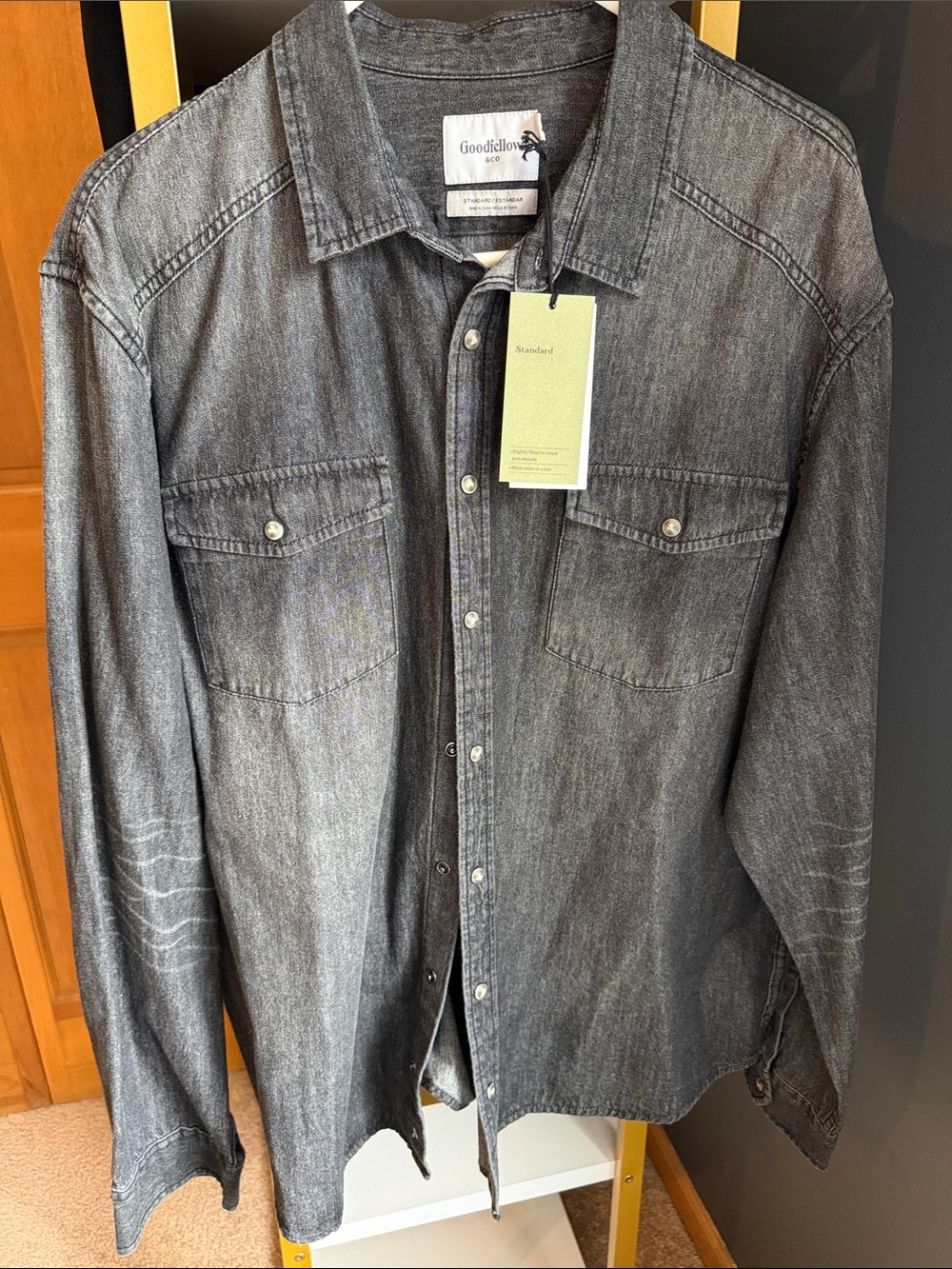 Goodfellow & Co Men's Charcoal Gray Denim Button-Down Shirt